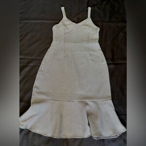 SHEIN Daisy Mermaid Dress Size Large Black & Silver Pattern Zipper Polyester